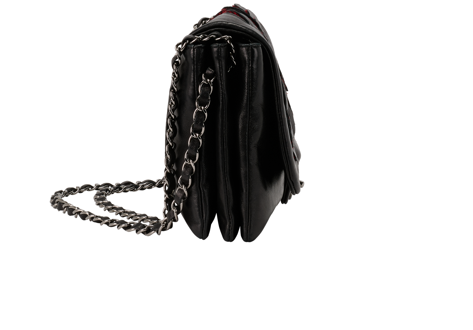 Camellia Flap, &pound;3,100, Handbags, Black, Lambskin Leather, Side view